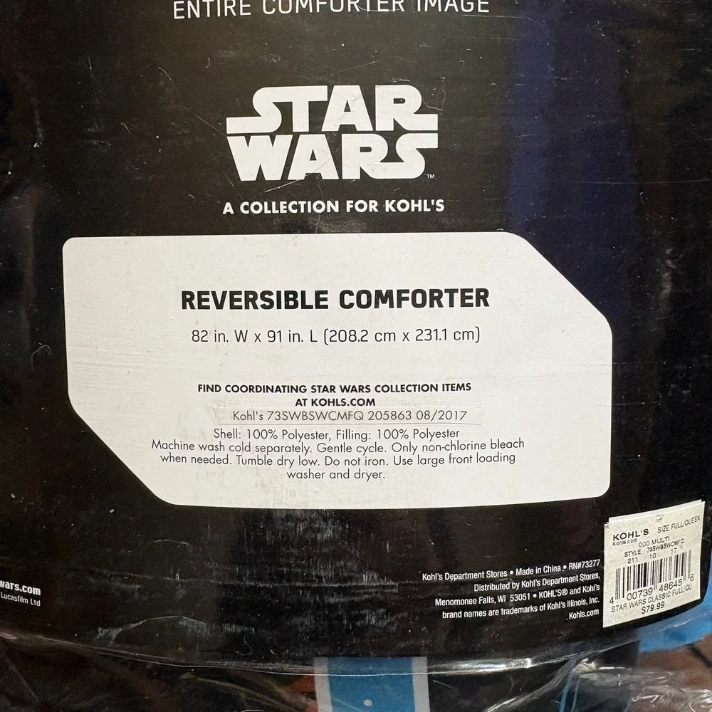 Disney Star Wars Full Queen Reversible Comforter Kohl's Bedding Darth Vader